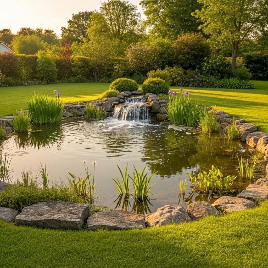 pond with waterfall pond with waterfall
